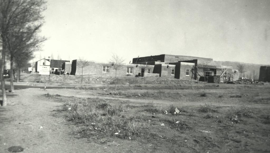 Looking west on the construction of the original Student Union Building, 1936. Source: Center for Southwest Research